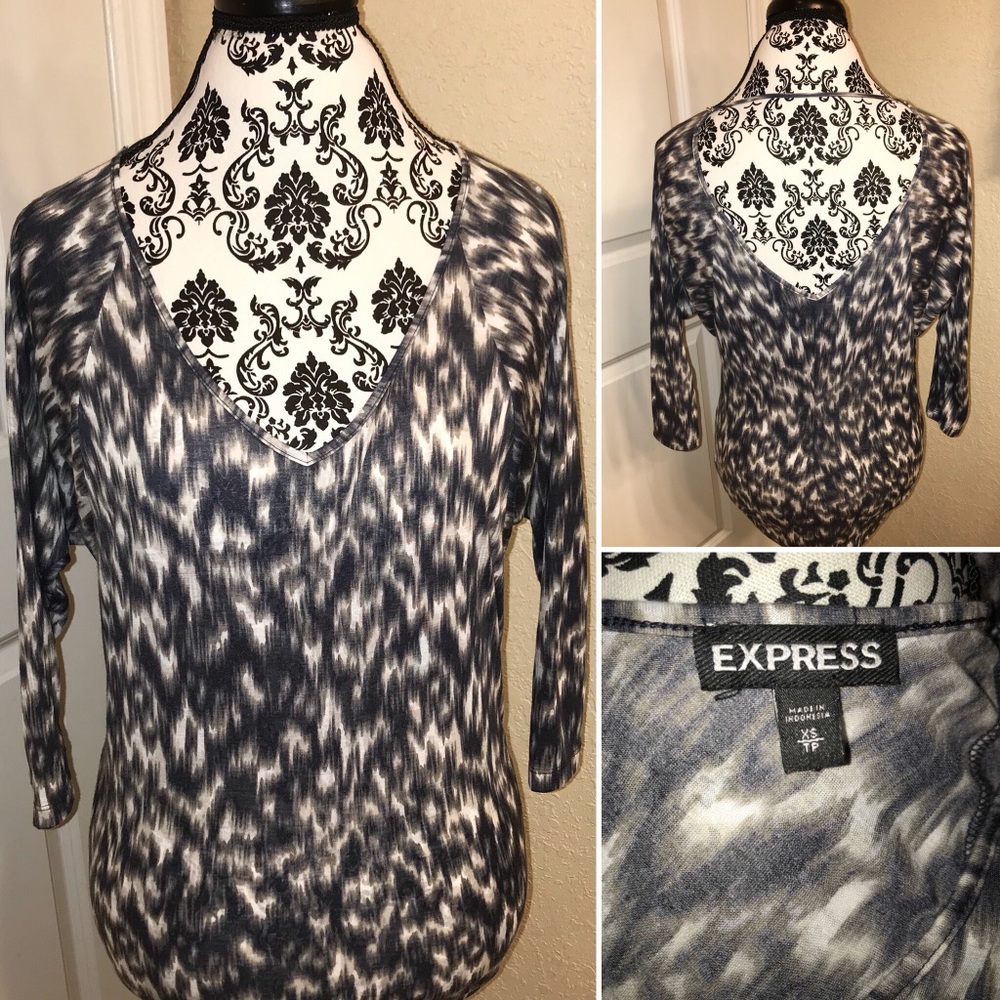Express extra small black-and-white leopard shirt - Picture 1 of 4